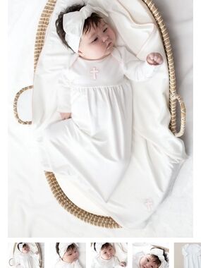New With Tags Pip Embroidered Pink Cross Bamboo Baptism Gown